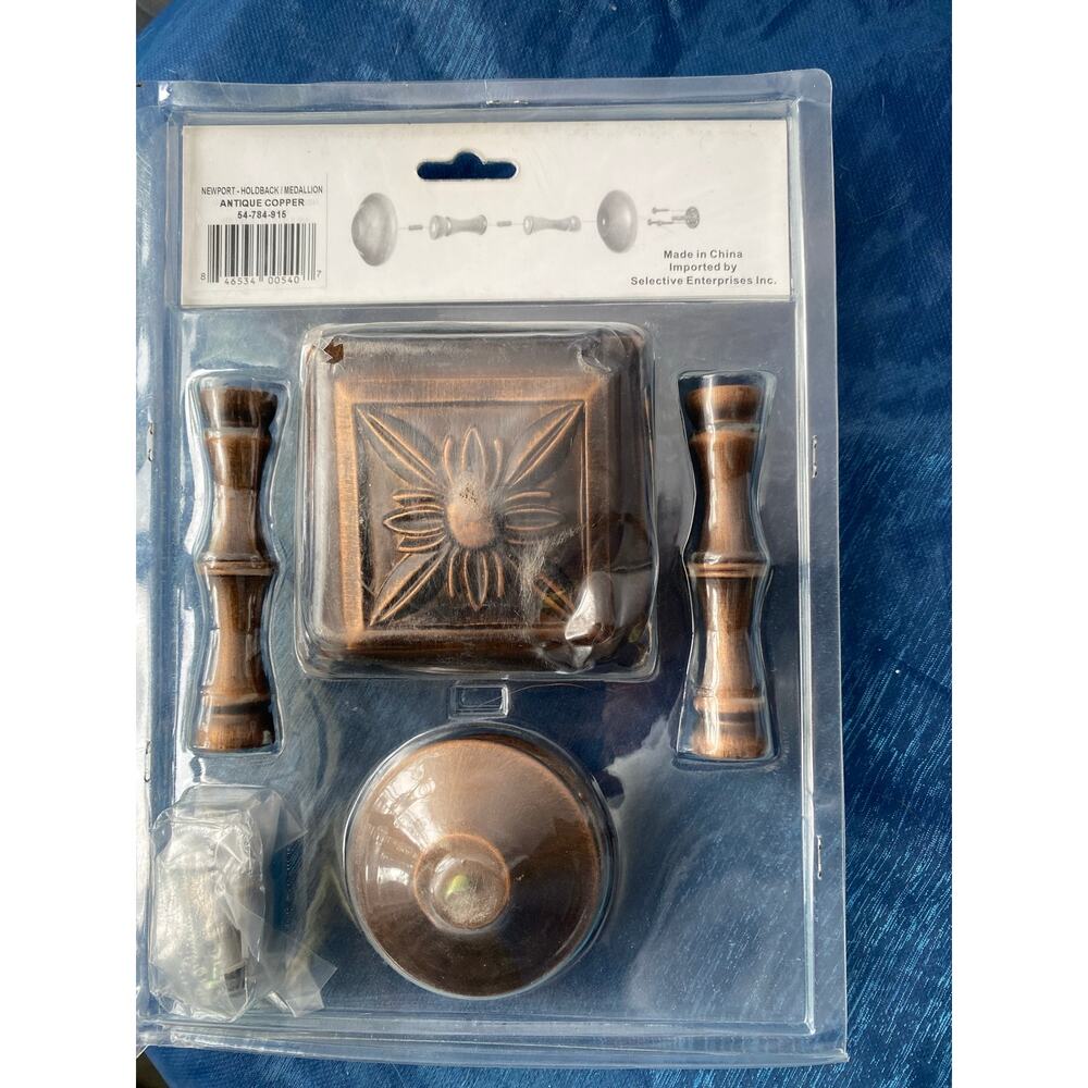 Curtain Holdback & Medallion Antique Copper Finish Decorative Drapery Hardware